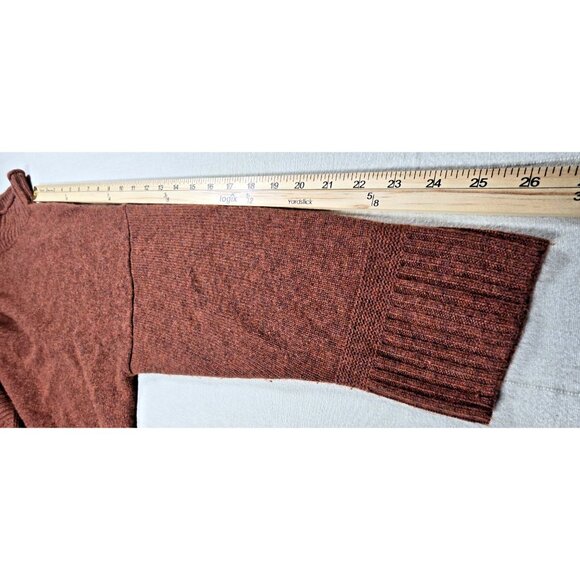 Poetry Cashmere Sweater Women’s 14 Brown Slim Funnel Neck Pullover Quiet Luxury - Picture 14 of 16